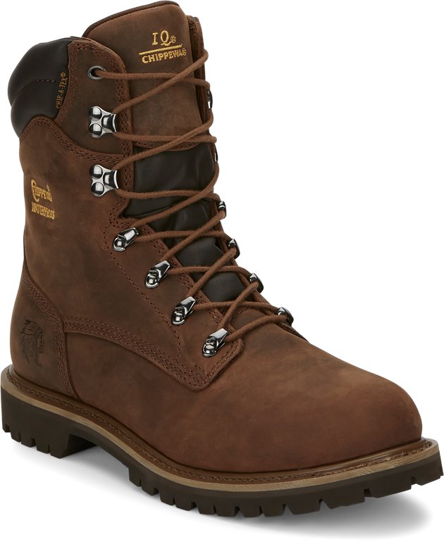 Chippewa Boots Heavy Duty Bark WP Plain 8 inch Insulated in Bark